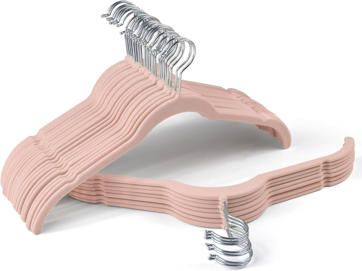 Sishynio Premium Velvet Shirt Hangers 30 Pack, Non-Slip 360 Swivel Hook Space-Saving Felt Hanger, Slim Flocked Hangers for Blous