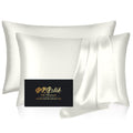 Silk Pillow Cases 2 Pack, Mulberry Silk Pillowcases Standard Set Of 2, Health, Smooth, Anti Acne, Beauty Sleep, Both Sides Natur