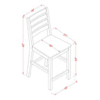 East West Furniture CFS-OAK-W Café Counter Height Dining Chairs - Ladder Back Wood Seat Chairs, Set of 2, Oak