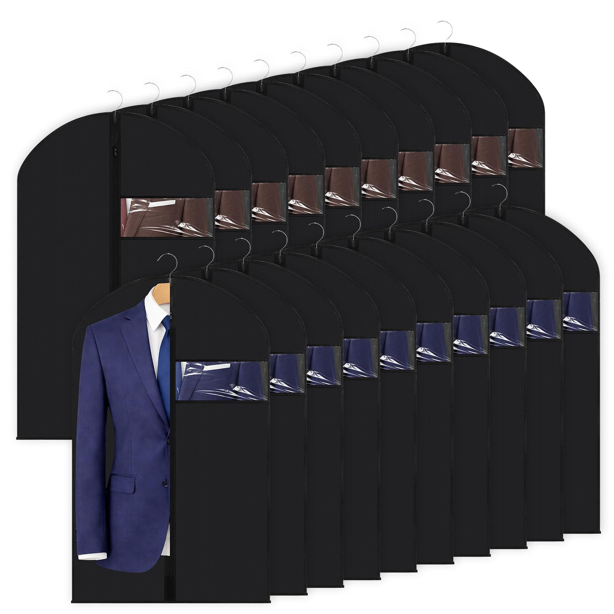 Amylove 20 Pcs Black 43 Suit Garment Bags for Closet Storage and Travel