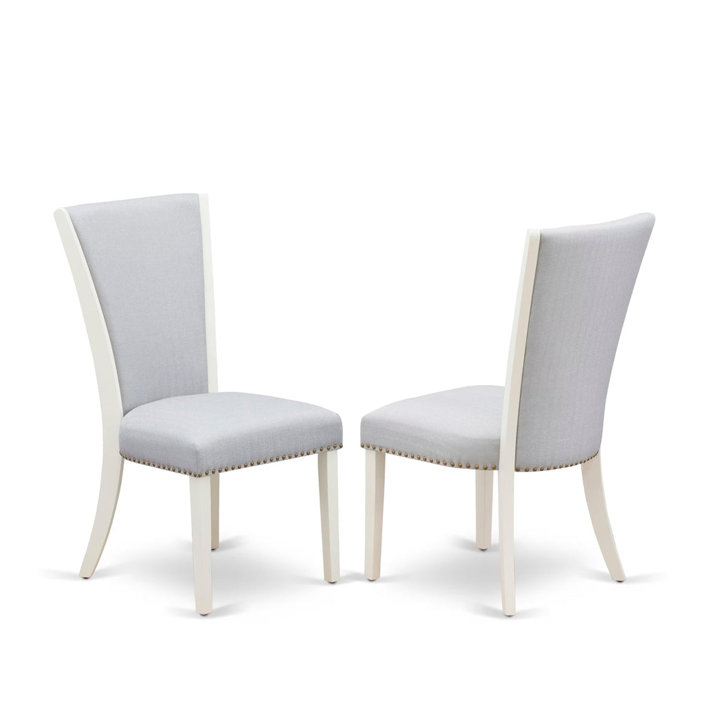 East West Furniture V076VE005-6 6 Piece Kitchen Table Set Contains a Rectangle Dining Table with V-Legs and 4 Grey Linen Fabric Parson Chairs with a Bench, 36x60 Inch, Multi-Color