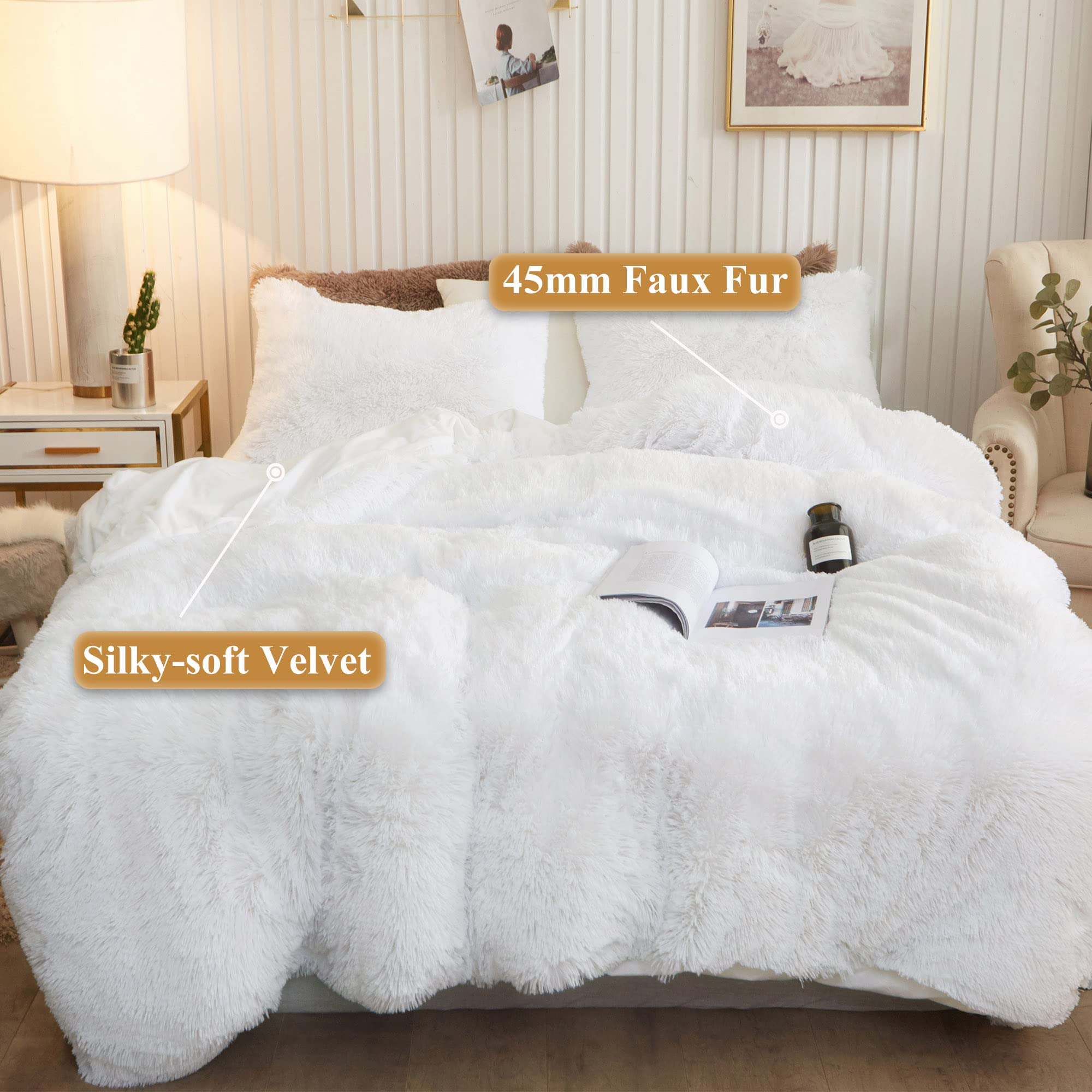 Xege Plush Shaggy Duvet Cover, Luxury Ultra Soft Crystal Velvet Fuzzy Bedding 1Pc, Fluffy Furry Comforter Cover For Bedroom Home