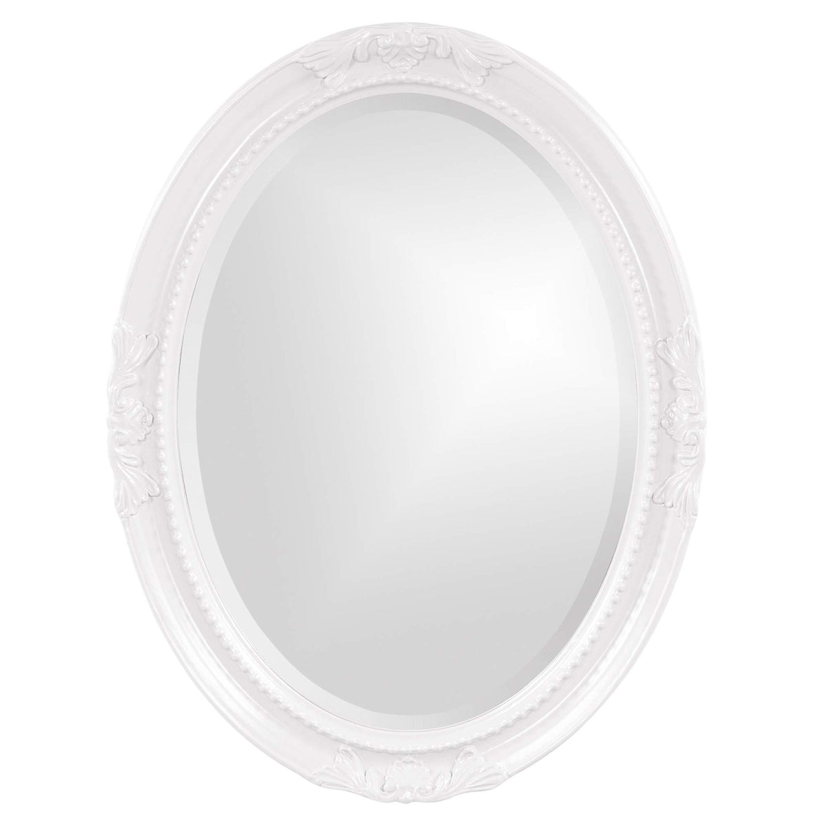 HomeRoots Oval Shaped Glossy White Finish Wood Frame Mirror