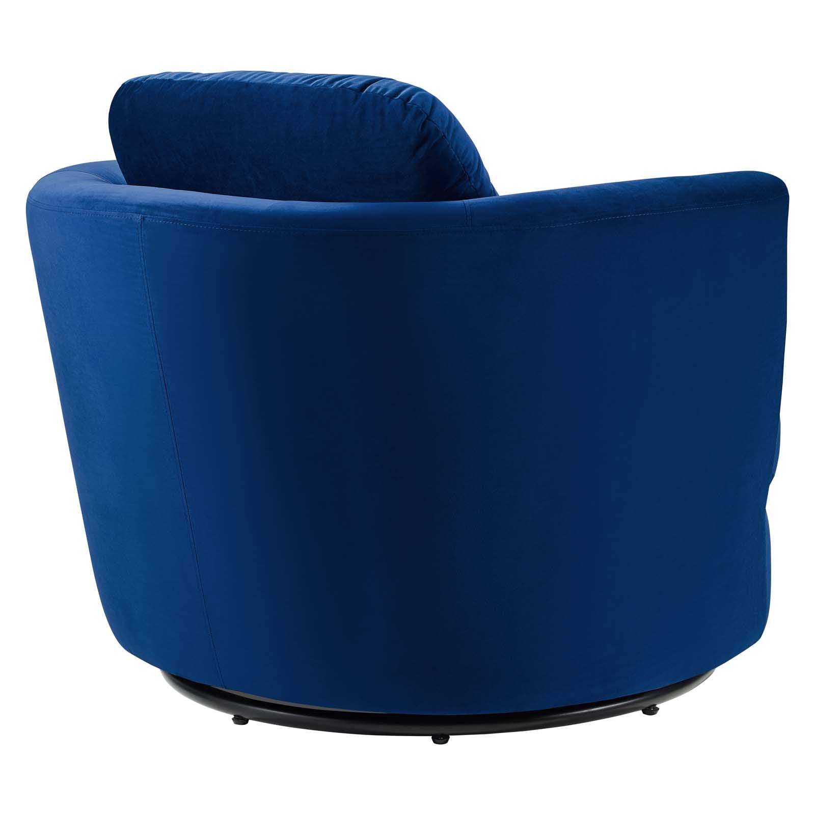 Modway Pirouette Channel Tufted Performance Velvet Swivel Chair In Navy