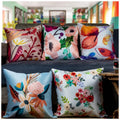 Vendola Printed Satin Sofa Cushion Covers Set Of 5 16 Inch X 16 Inch, Blue, White & Red Throw Pillow Covers For Sofa, Decorative