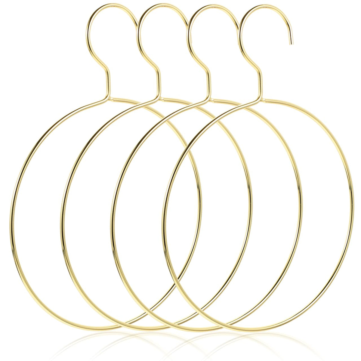 PRETYZOOM 4Pcs Golden Scarf Hangers for Closet Organization, Metal Belt and Scarf Holder Rings, SpaceSaving Clothes Organizer f