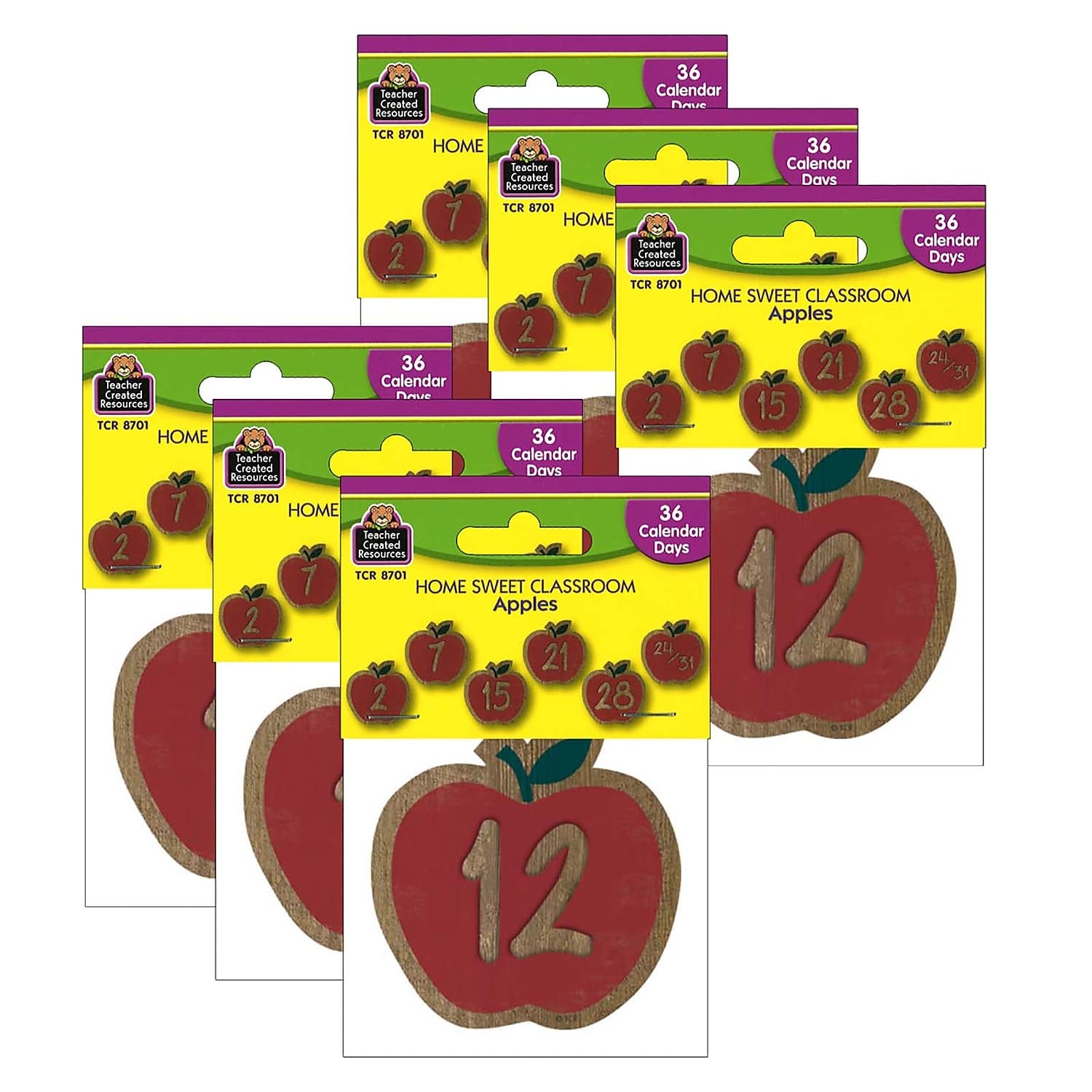 Teacher Created Resources Home Sweet Classroom Apples Calendar Days, 36 Per Pack, 6 Packs