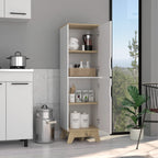 Multistorage Cabinet 59" H, 2 Doors, 4 Internal Shelves, Light Oak/White