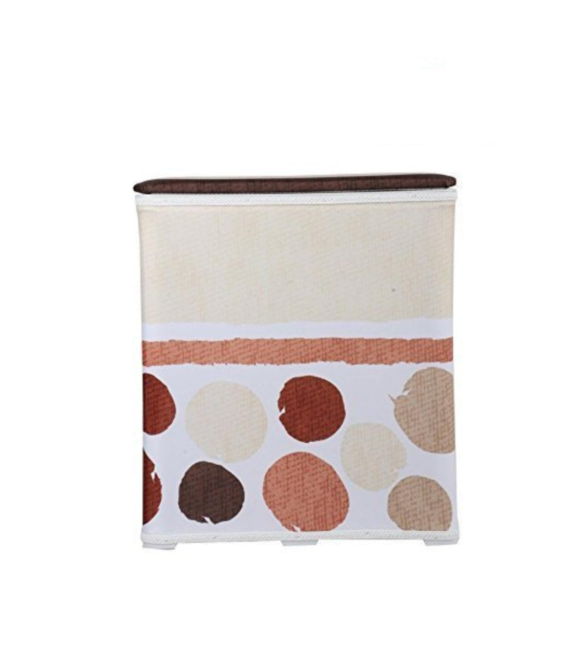 Premsons Laundry Bag for Clothes with Lid  Fabric Laundry Basket with Printed Stripe Design, Beige & Brown | Foldable Laundry B