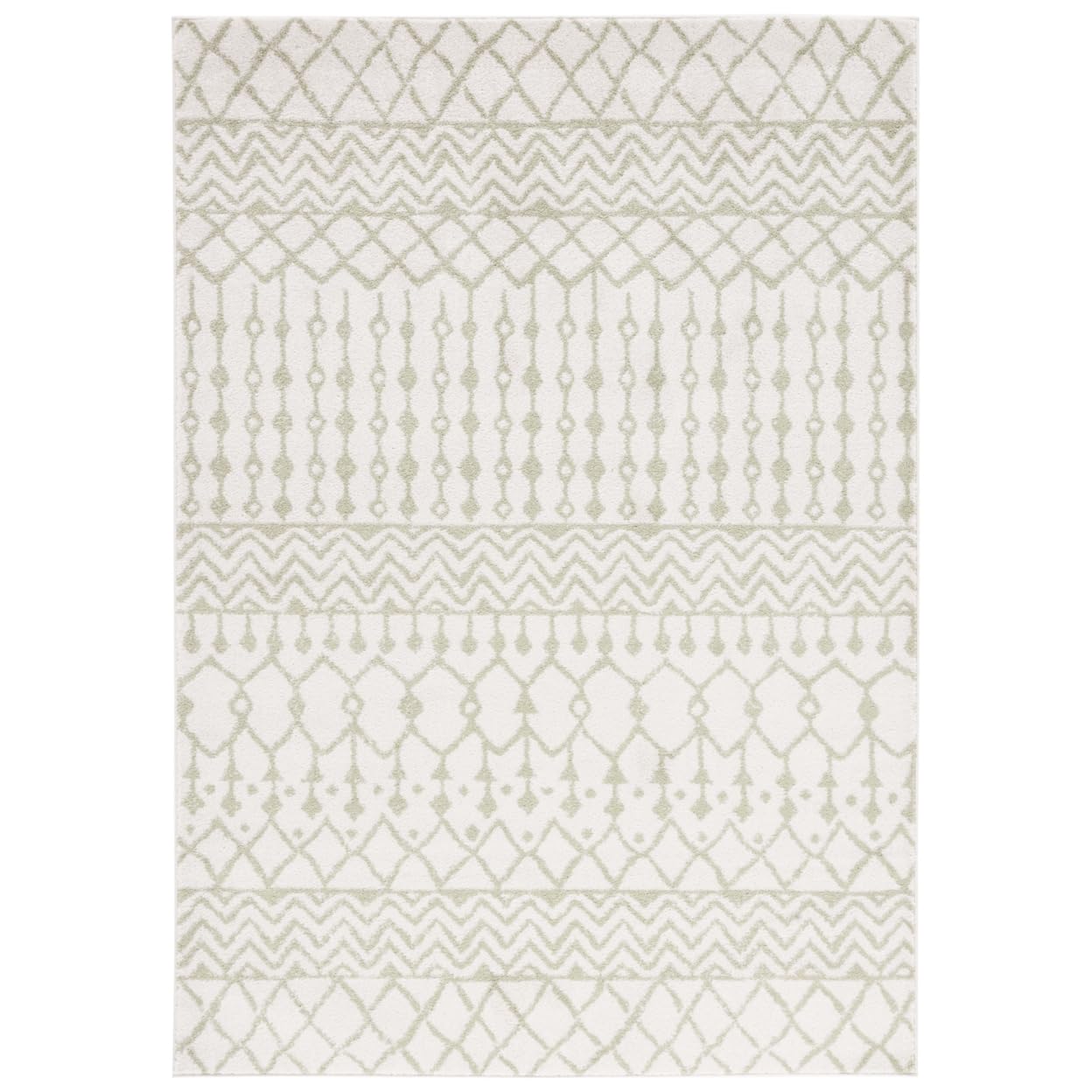 SAFAVIEH Tulum Collection Accent Rug - 4 x 6, Ivory & Sage, Moroccan Boho Distressed Design, Non-Shedding & Easy Care, Ideal f