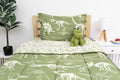 Beddy's Dinosaurs T-rex Theme Boys Durable Zipper Bedding, Bed in a Bag, Green Sheets and Comforter with Dino Fossils, Includes 