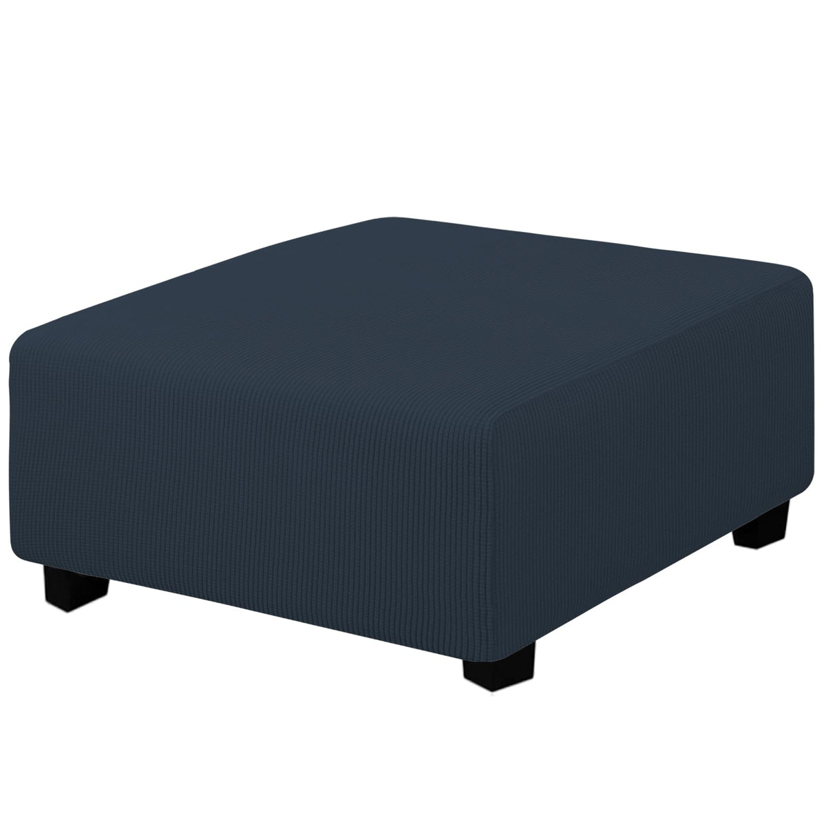 Easy-Going Stretch Square Ottoman Cover 40X40X15 Inch Folding Storage Stool Furniture Protector Soft Rectangle Slipcover With Elastic Bottom Dark Blue