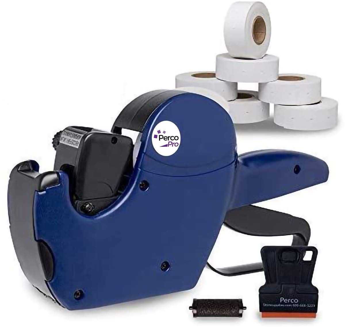 Perco Pro 2 Line Price Gun Labeler Kit - Includes 2 Line Pricing Gun, 10,500 Plain White Labels, And Preloaded Inker