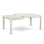 East West Furniture DOGR9-LWH-W 9 Piece Kitchen Table Set Includes a Rectangle Dining Table with Butterfly Leaf and 8 Dining Room Chairs, 42x78 Inch, Linen White