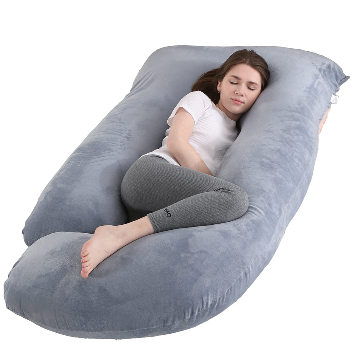 Jcickt Pregnancy Pillow J Shaped Full Body Pillow With Velvet Cover Grey Maternity Pillow For Pregnant Women,57 Inch Full Body P
