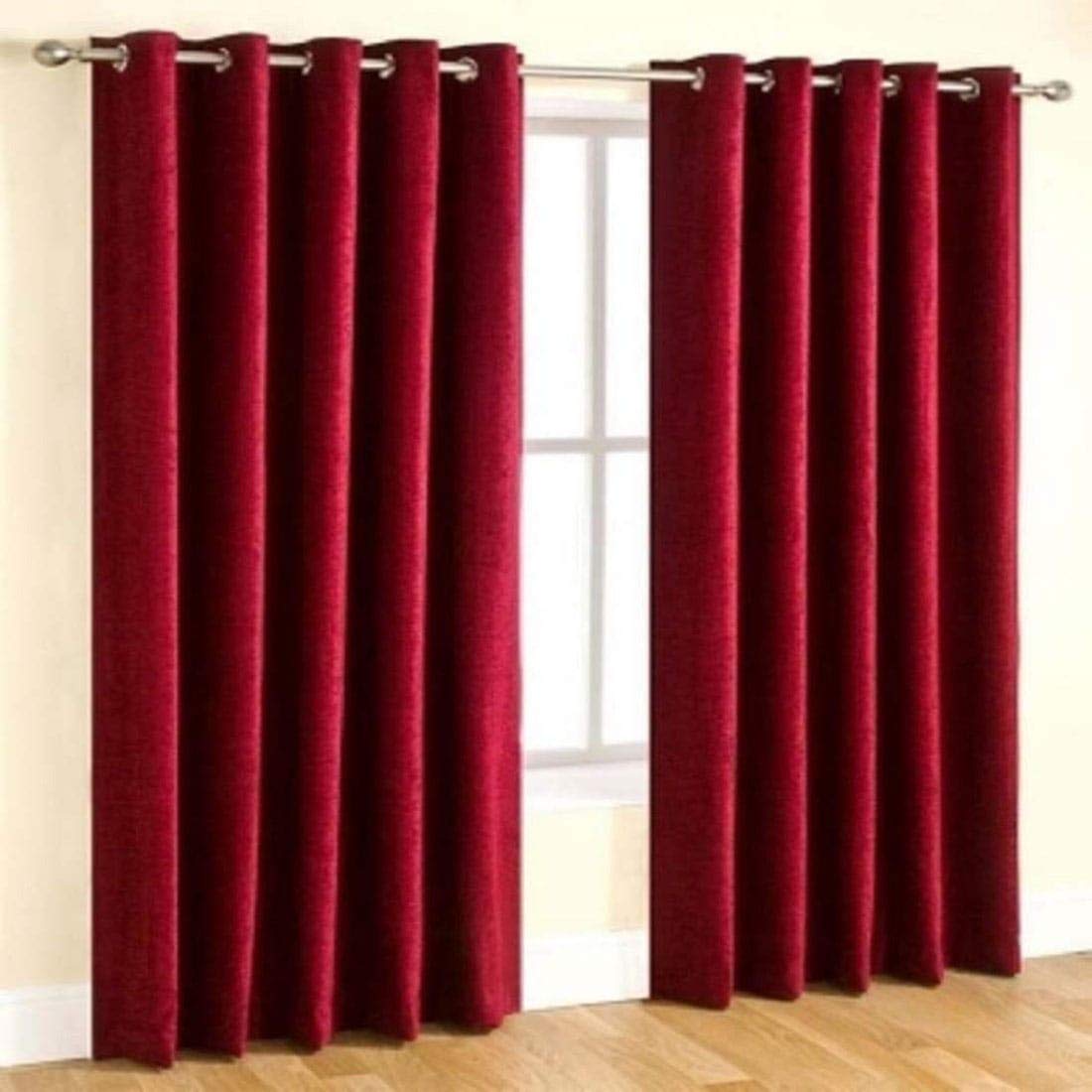 Rensum Plain Solid Long Crush Curtain for Living Room, 5Ft Curtain Drapes for Bedroom Kitchen, Heavy Polyester Panels with Eyele