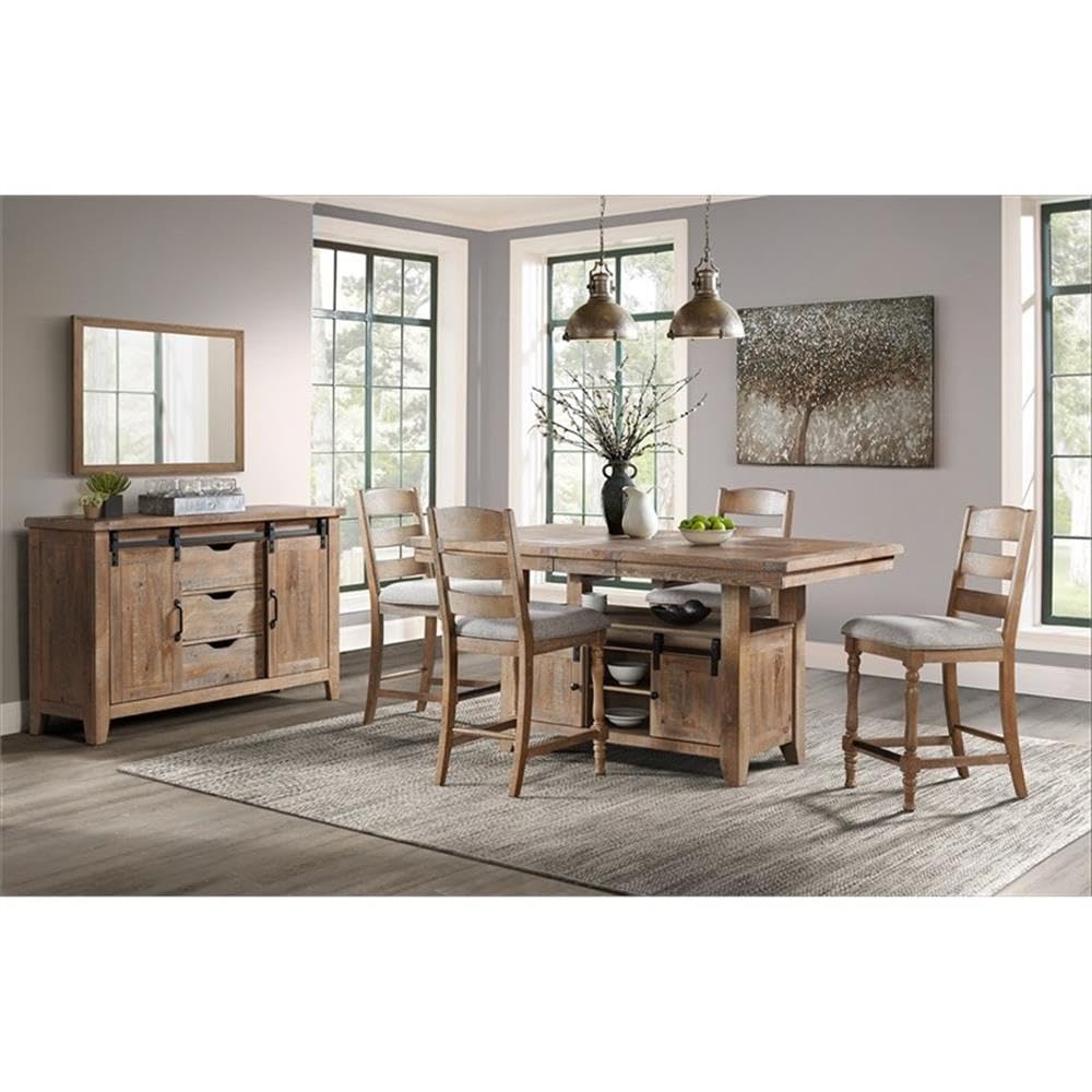 Intercon Highland Ladder Back Bar Stool with Cushion Seat, Set of 2, Sandwash