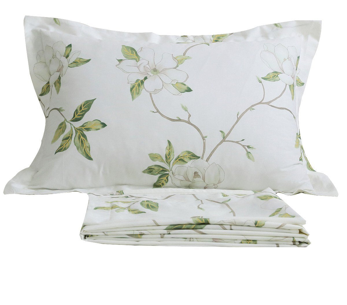 Fadfay White Floral Print Bed Sheet Sets 4-Piece California King