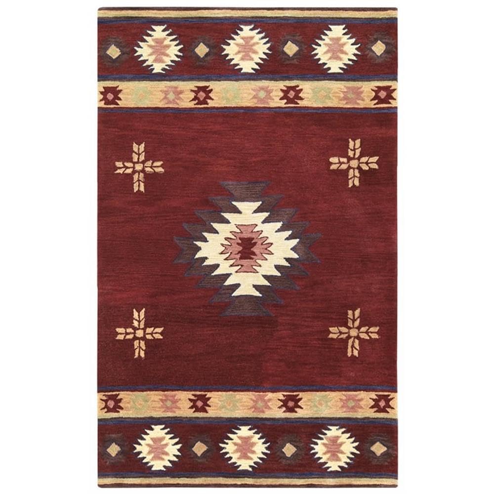 Rizzy Home Alora Decor Ryder 9' X 12' Tribal Burgundy/Tan/Sage/Navy Hand-Tufted Area Rug