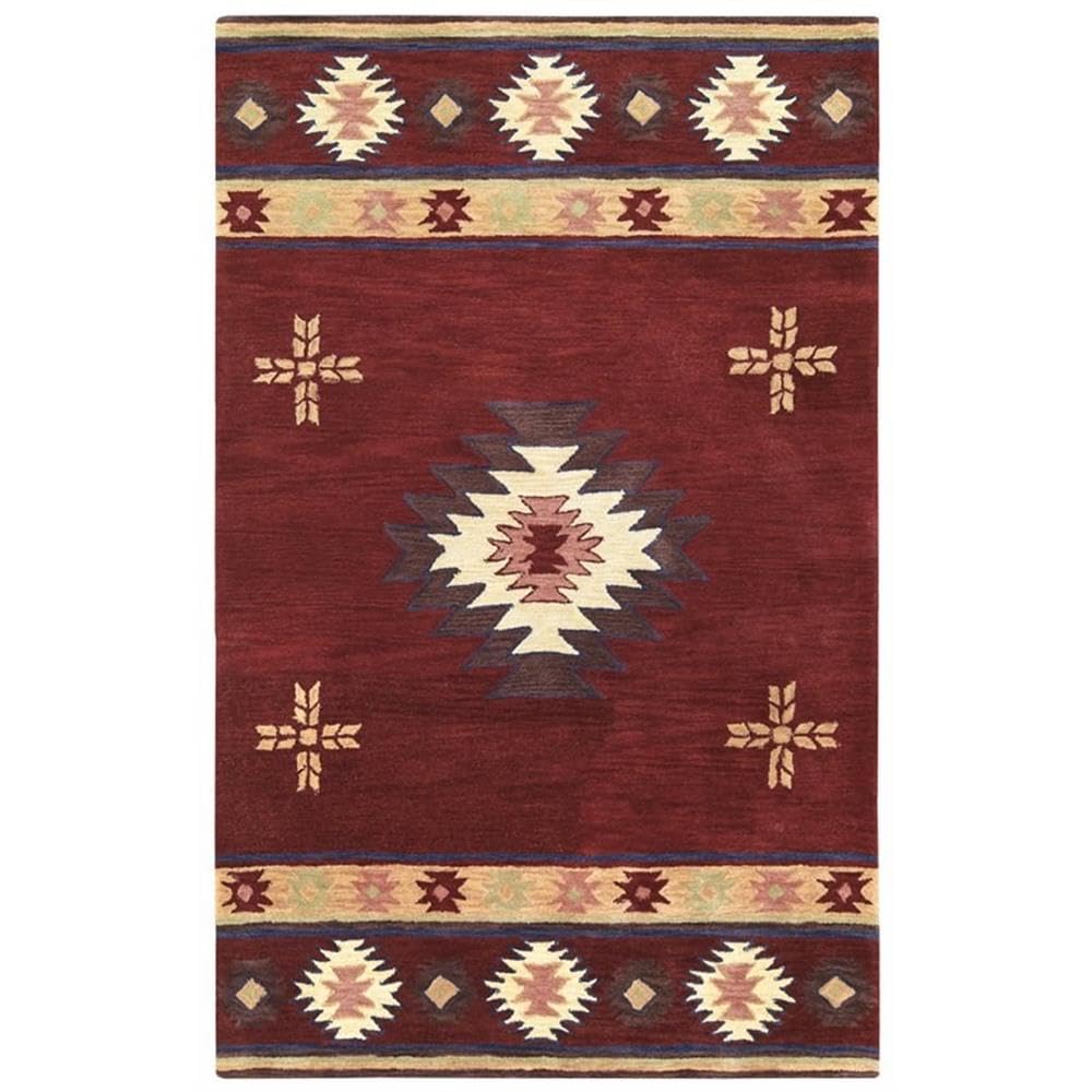 Rizzy Home Alora Decor Ryder 6'6" X 9'6" Tribal Burgundy/Tan/Sage/Navy Hand-Tufted Rug