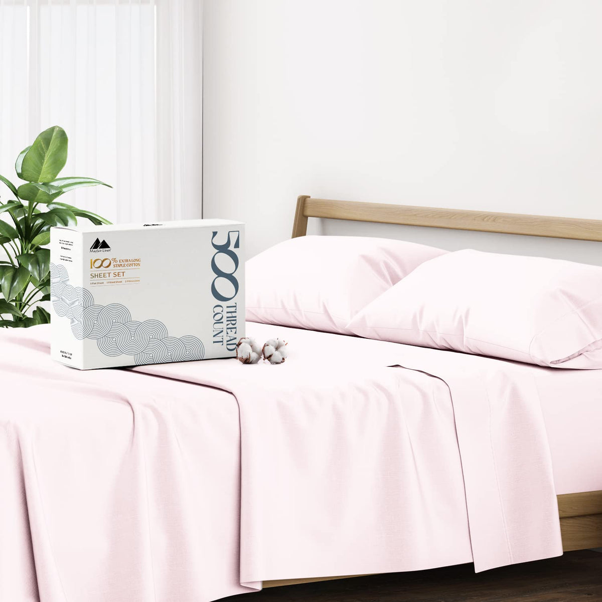 Mayfair Linen 100% Cotton Full Size Bed Sheet Set - 500 Thread Count 4 Pc Cotton Sheets For Full Bed, Soft, Cooling Sheets Full