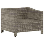 vidaXL Modern Patio Lounge Set - Gray Poly Rattan Garden Armchair with Cushion and Assembly Manual - Durable with Powder-Coated Steel Frame