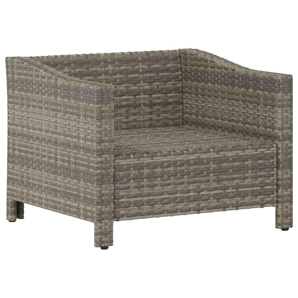 vidaXL Modern Patio Lounge Set - Gray Poly Rattan Garden Armchair with Cushion and Assembly Manual - Durable with Powder-Coated Steel Frame