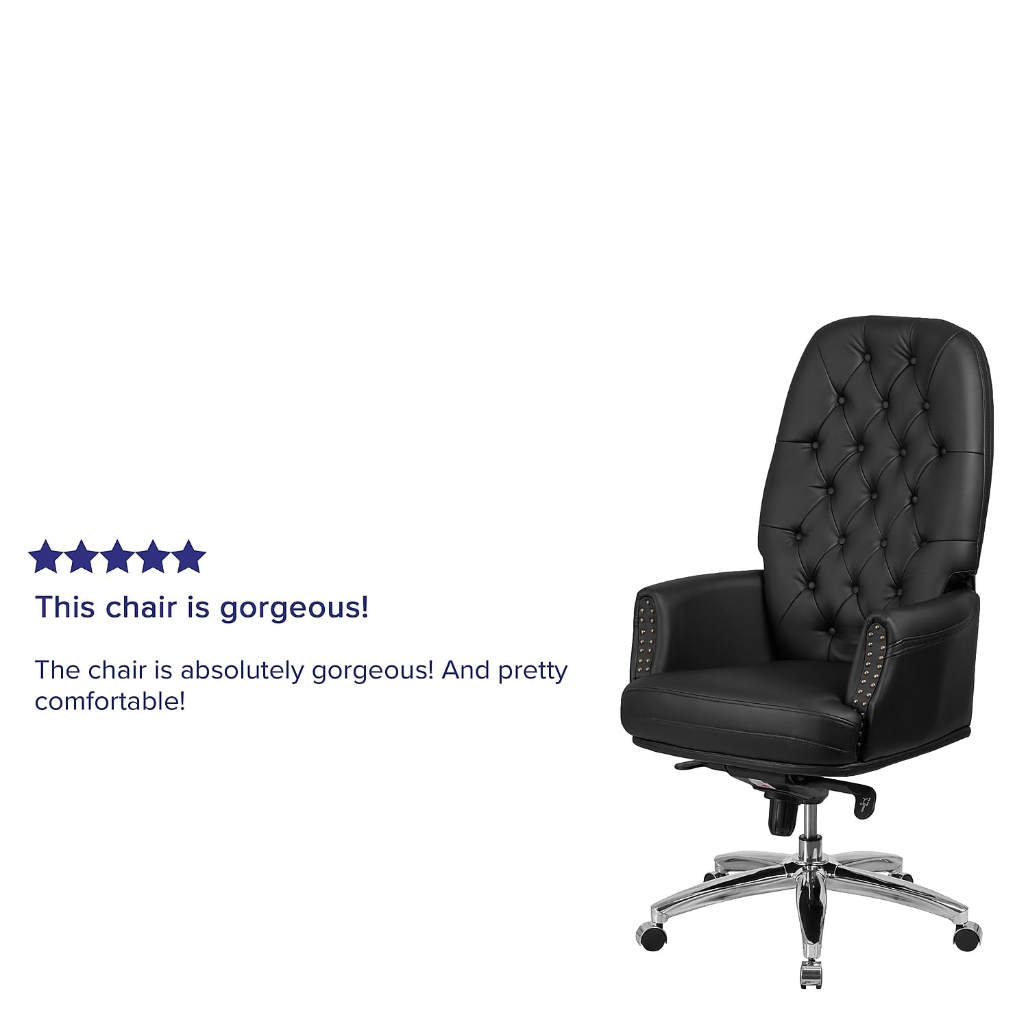 Flash Furniture Hansel High Back Traditional Tufted Black Leathersoft Multifunction Executive Swivel Ergonomic Office Chair With Arms