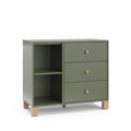 Storkcraft California 3 Drawer Combo Dresser (Olive with Driftwood) - GREENGUARD Gold Certified, Interlocking Drawer System, Pre