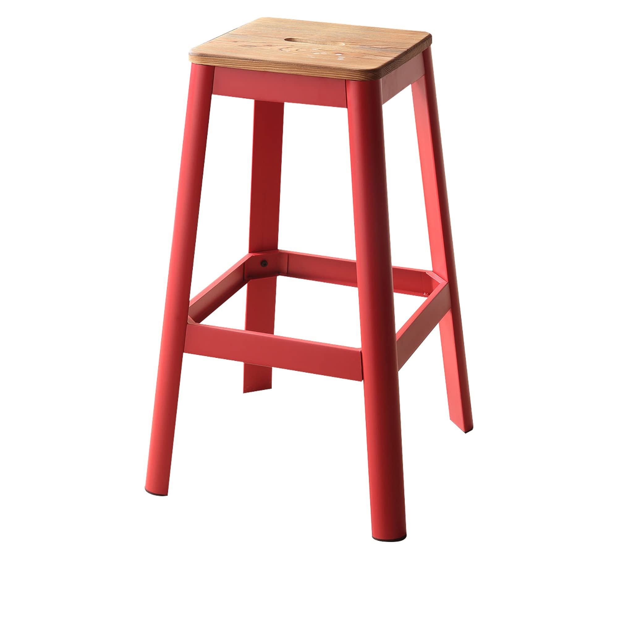 Benjara Benzara Wooden Bar Stool With Metal Frame, Brown And Red,