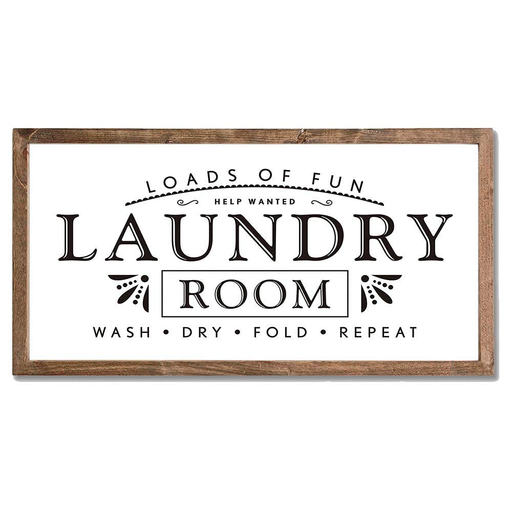 MACVAD Laundry Signs for Home Decor Loads of Fun Laundry Room Wooden Sign
