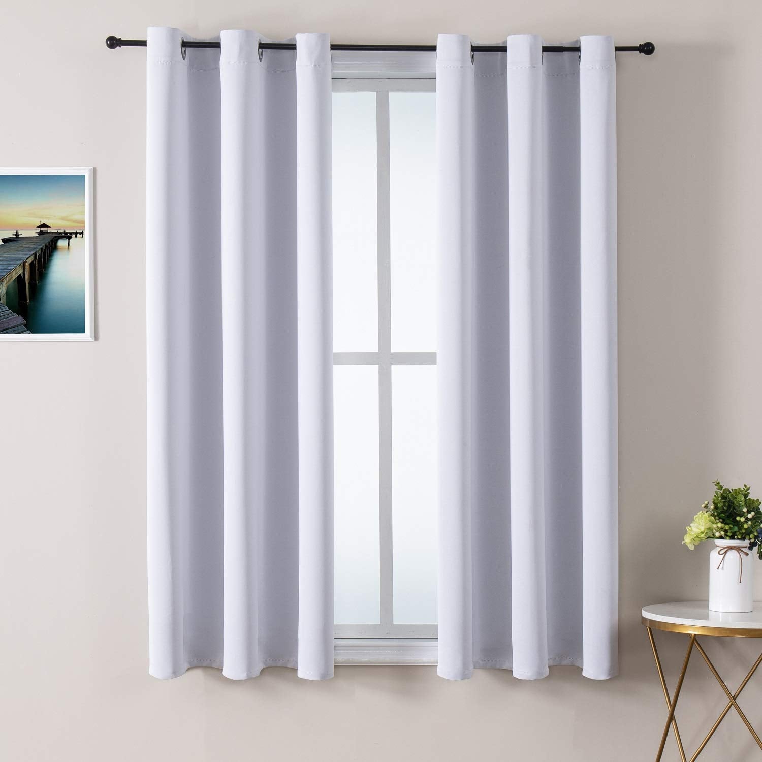 ChrisDowa Grommet Room Darkening Curtains for Bedroom and Living Room - 2 Panels Set Thermal Insulated Blackout Curtains (Greyis