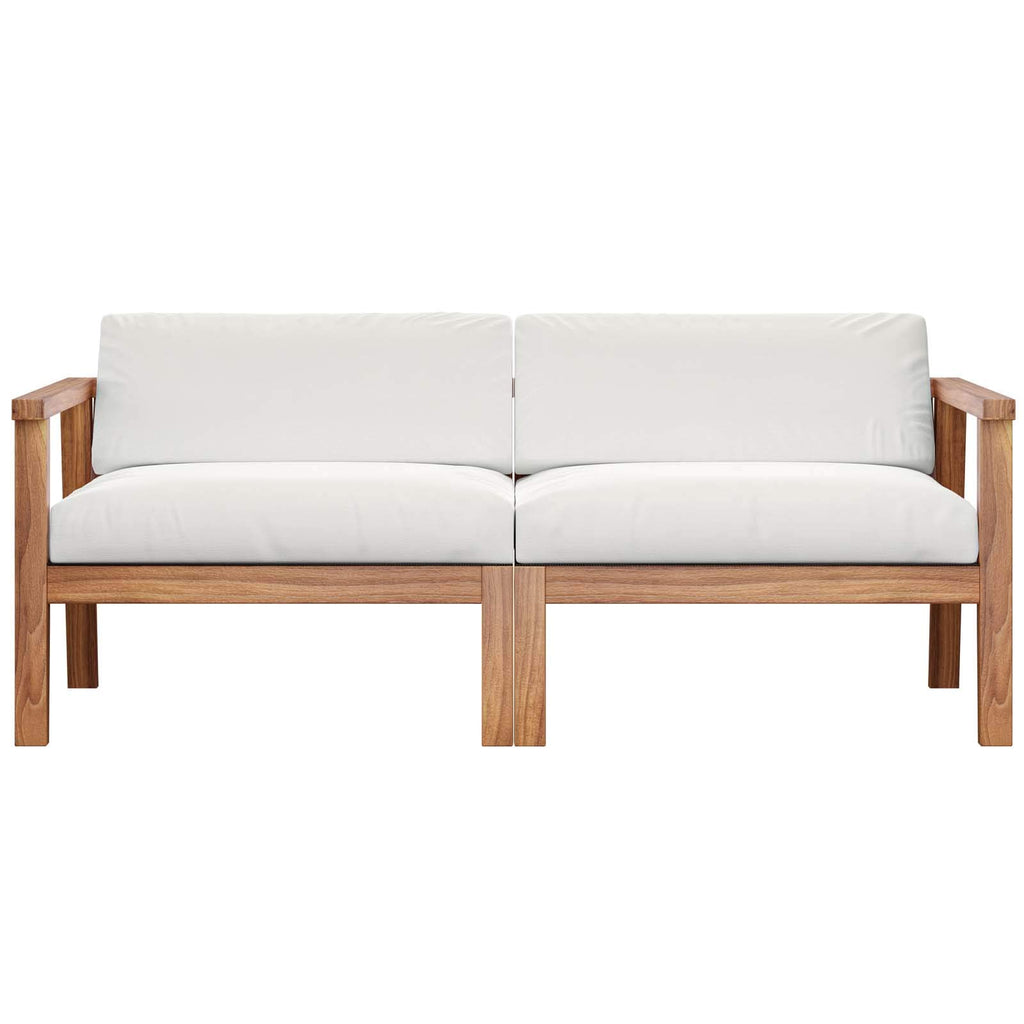 Modway Eei-4259-Nat-Whi-Set Bayport Patio Teak Wood 2-Seater Loveseat, 2 Piece Set, Natural White