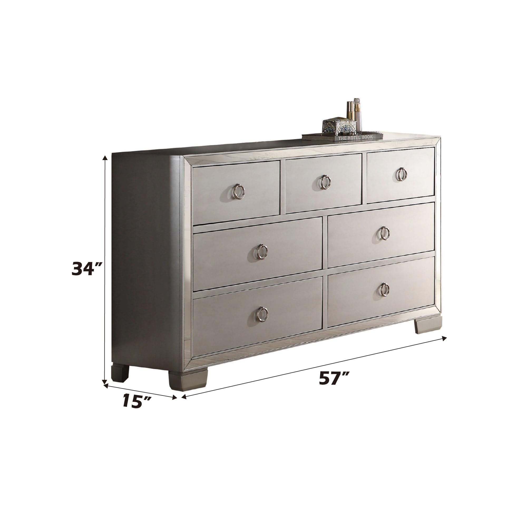 Acme Voeville II 7 Drawers Dresser in Platinum