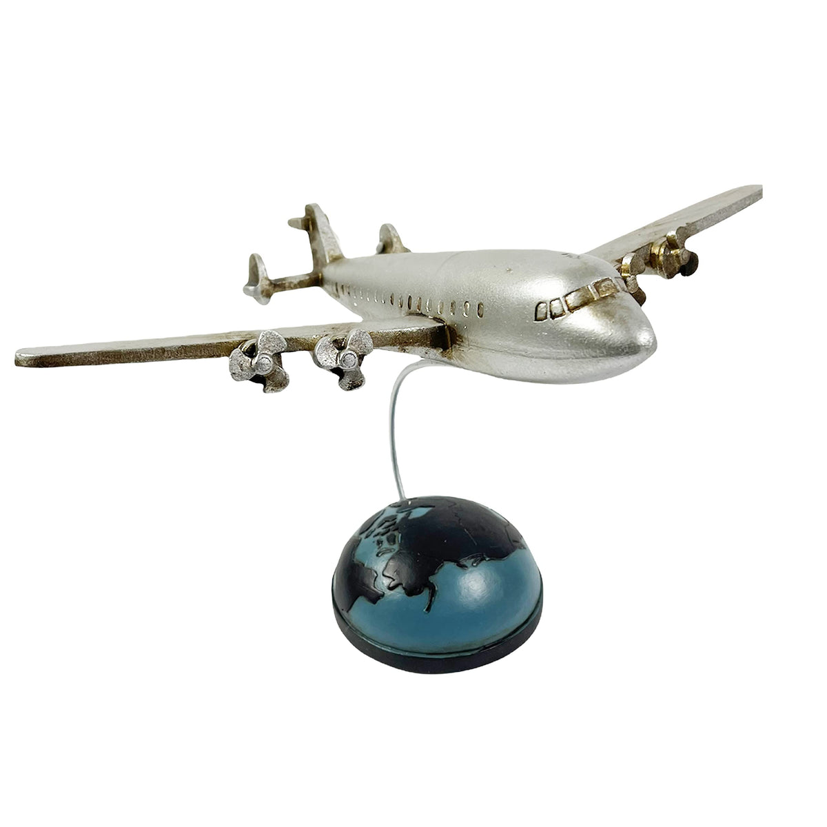Urbalabs Model Airplane Office Desk Decor Retro Hand Cast Silver Airplane Pilot Decor Plane Sculpture Aviator Figurine Plane Sta
