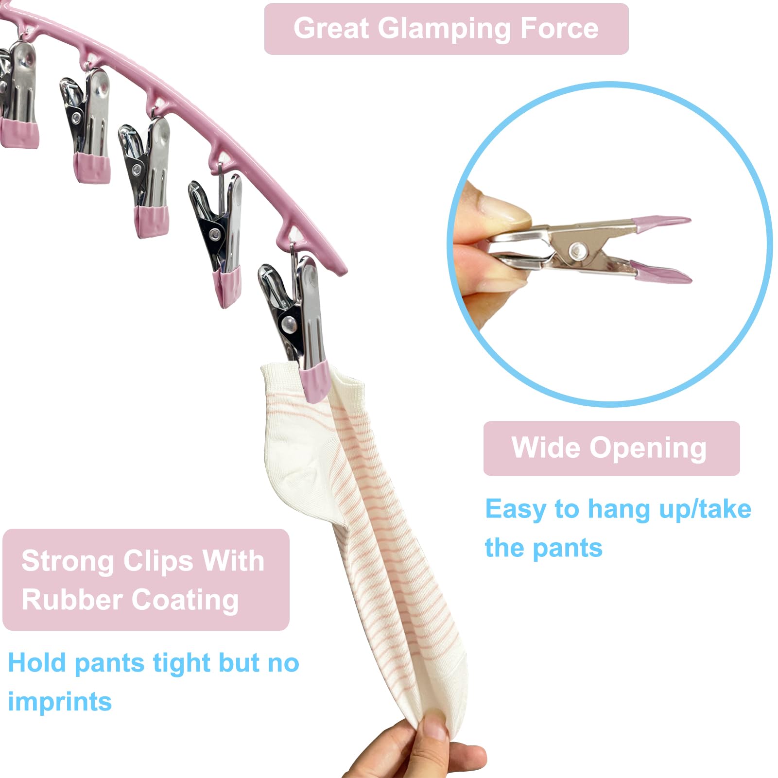 Legging Organizer Closet Organizers And Storage, Pants Hangers Space Saving With 10 Clips, 2 Pack Multi-Function Clothes Hangers