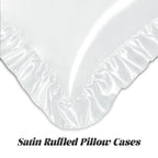 Homiest Ruffle Satin Pillowcase For Hair And Skin, King Size Satin Pillow Covers Silky Pillow Cases Set Of 2, Satin Ruffled Pill