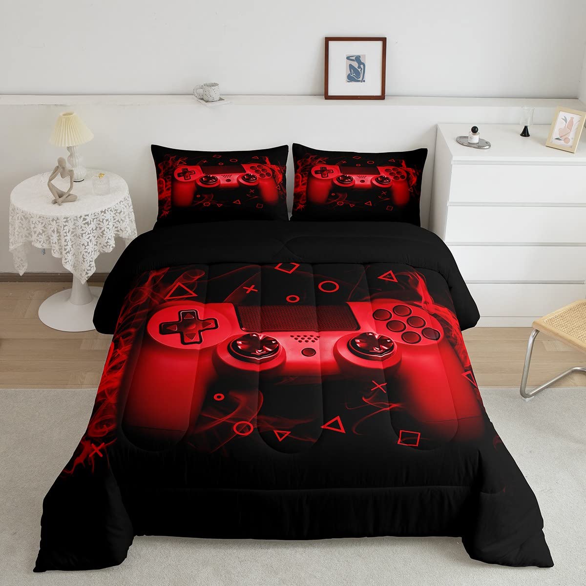 Feelyou Gamer Comforter Set Twin Size Boys Gaming Bedding For Kids Teens 2 Pcs