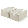 Foldable Fabric Storage Cubes, 2 Packs Cloth Storage Baskets with Wooden Handles, Collapsible Shelf Closet Organizer Bins, Recta