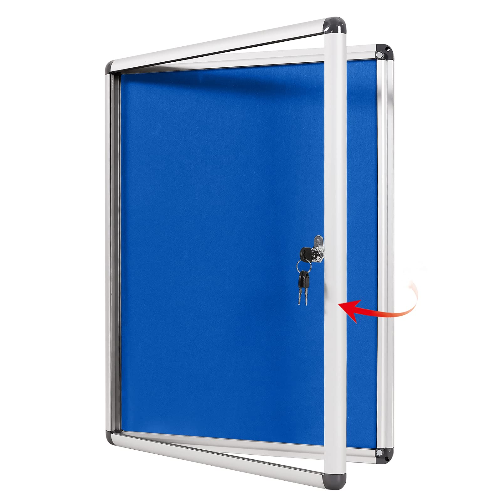 Swansea Lockable Notice Board Tamperproof Enclosed Display Board For Home Office School,Wall-Mounted,Blue Fabric,26X20Inch(4Xa4)