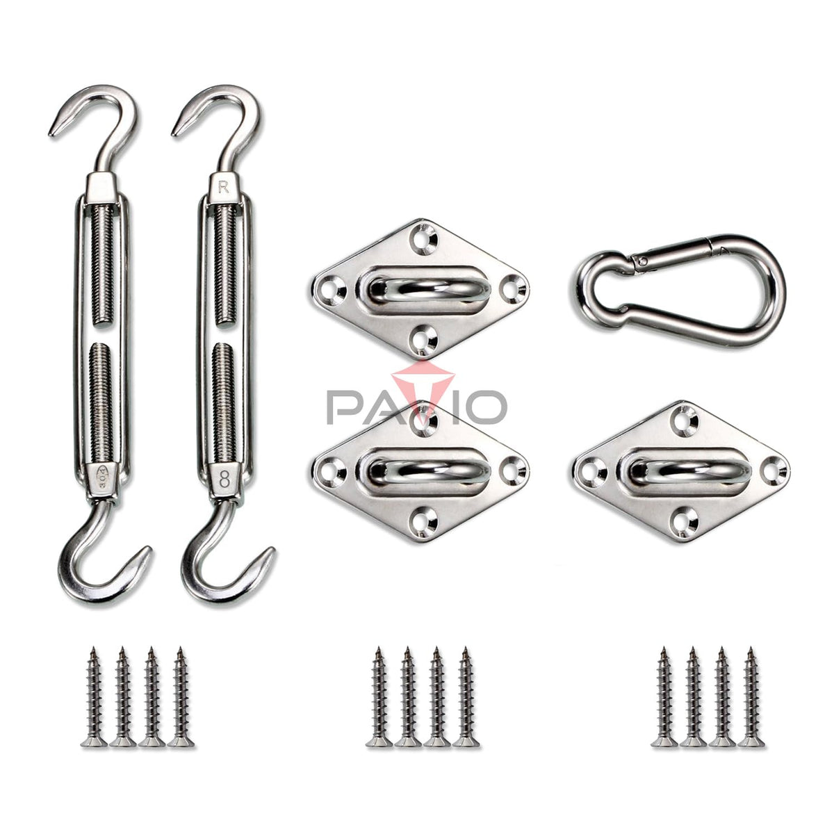 Patio Paradise Heavy Duty Shade Sail Hardware Kit For Square And Rectangle Sun Shade Sail Installation - 8 Inch