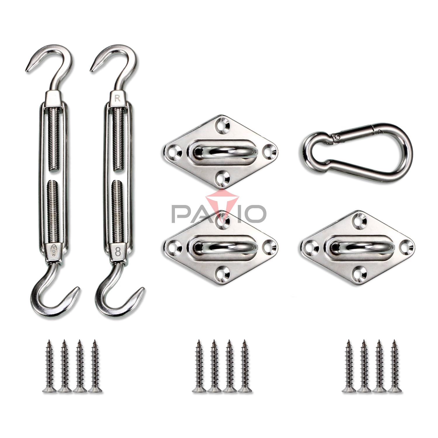 Patio Paradise Heavy Duty Shade Sail Hardware Kit For Square And Rectangle Sun Shade Sail Installation - 8 Inch