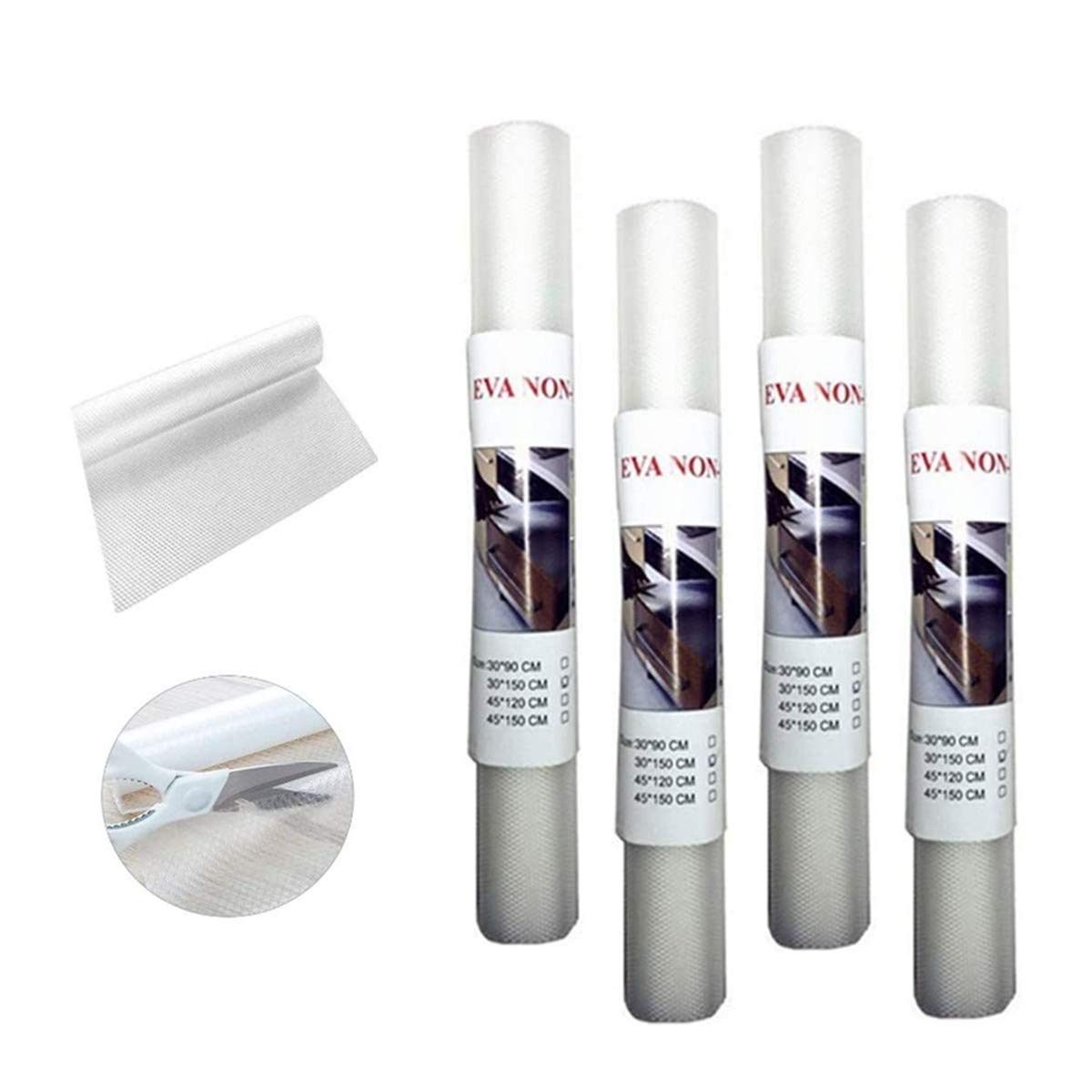 4 Rolls Cabinet Shelf Drawer Liner Non-Adhesive Waterproof Non-Slip EVA Mat Transparent 12    x 59   