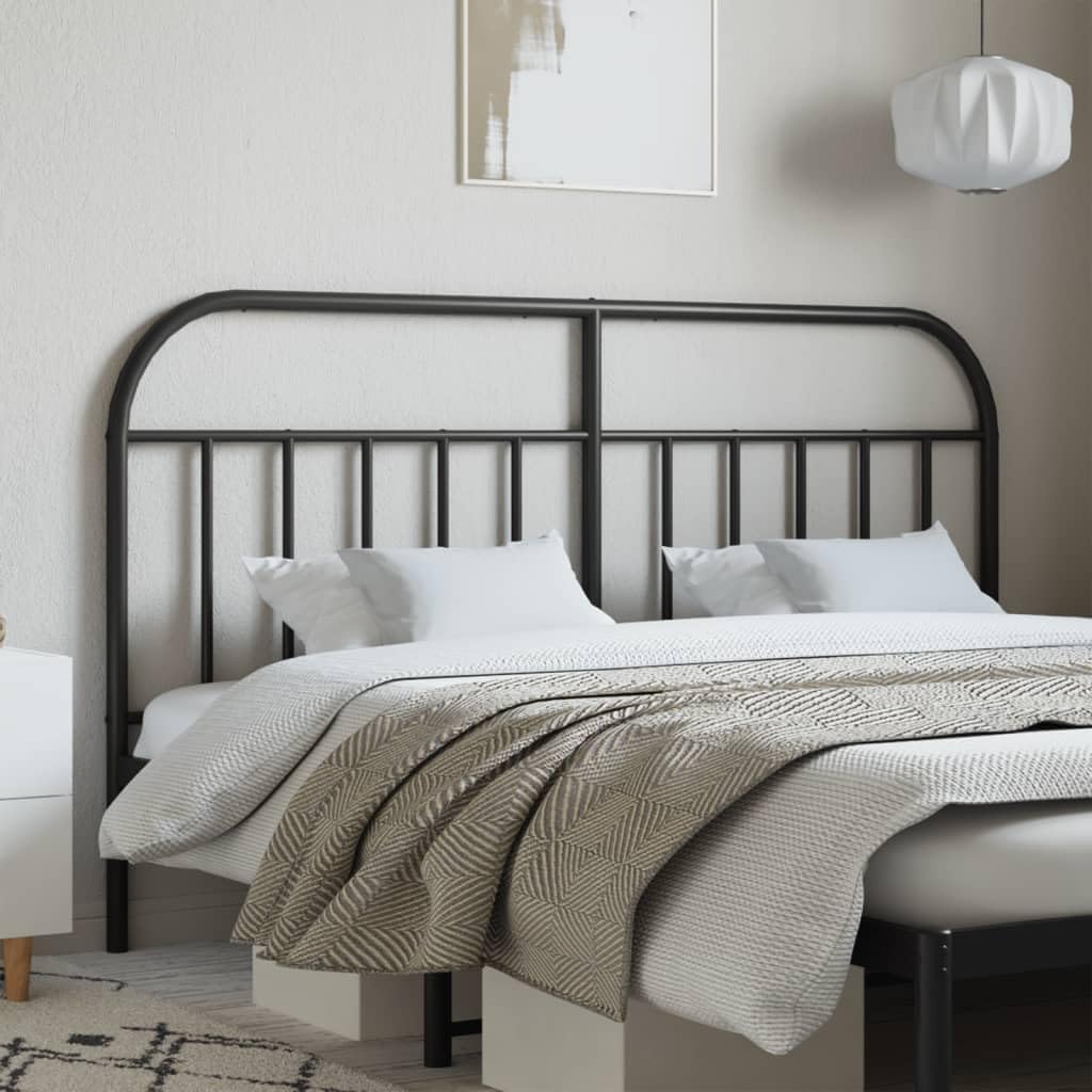 vidaXL Black Metal Headboard - Robust Steel Construction, Classic Design, Ideal for Reading or Watching TV, Assembly Required, Compatible with Round Tube Beds