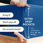 Extra Deep Pocket King Sheets - 4 Piece Breathable & Cooling Bed Sheets - Hotel Luxury Bed Sheet Set - Soft, Wrinkle Free & Comfy - Easily Fits Extra Deep Mattresses - Deep Pocket Royal Blue Sheets