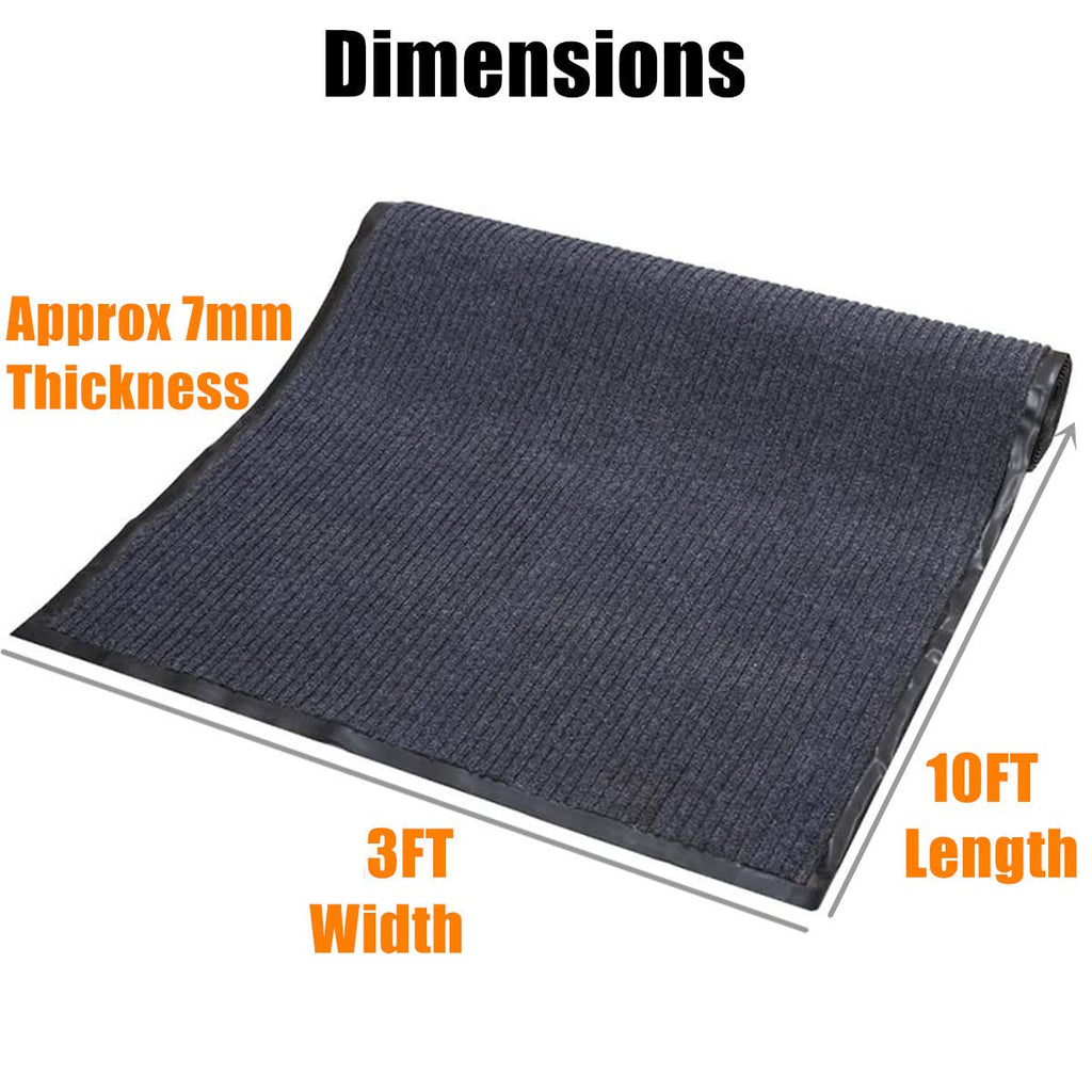 Happybeeflying Brush Step Large Front Door Mat 3'X10' Outdoor Indoor Commerical Entrance Mat Doormat Striped Low Profile Rubber