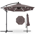Best Choice Products 10ft Solar LED Offset Cantilever Hanging Market Patio Umbrella, 8 Sturdy Ribs, Easy Adjustment - Deep Taupe