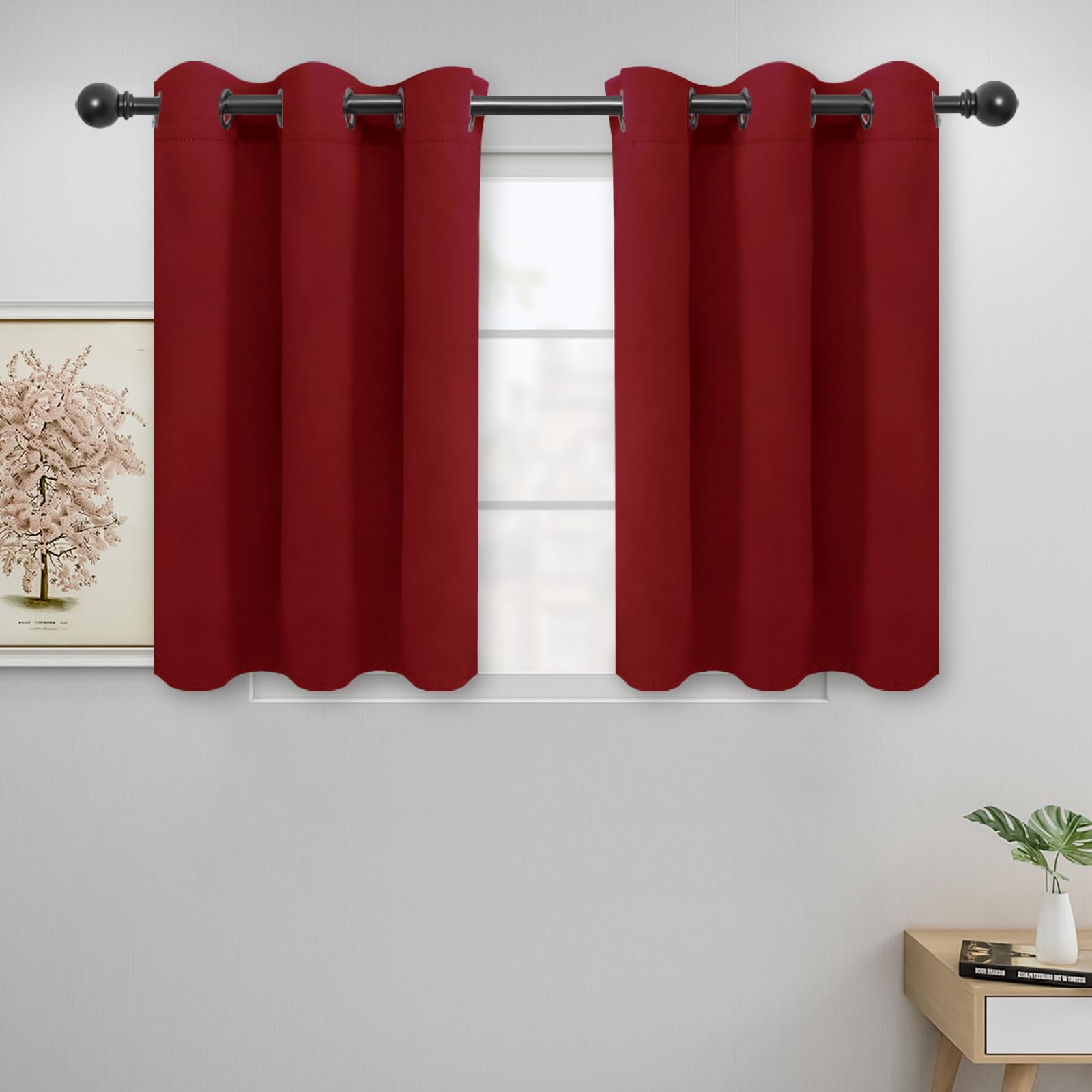 Easy-Going Blackout Curtains For Bedroom, Solid Thermal Insulated Grommet And Noise Reduction Window Drapes, Room Darkening Curt