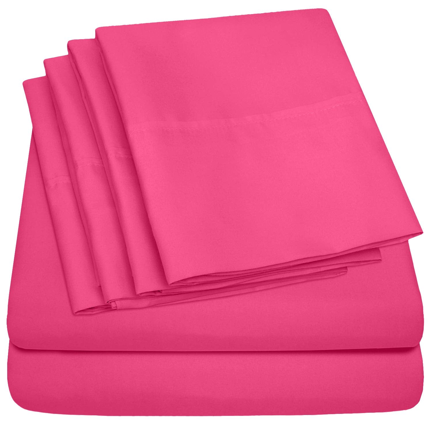 6 Piece Bed Sheet Set, Queen, Fuschia