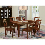 East West Furniture DUML7-MAH-W 7 Piece Modern Dining Table Set Consist of a Rectangle Wooden Table and 6 Dining Chairs, 36x60 Inch, Mahogany